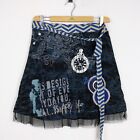 Gonna Desigual Taglia M Donna Logo Comodo Cotone Pratico Tinta Unita Blu Woman