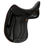 Sella da dressage in pelle nera con gola intercambiabile/albero inglese regol...