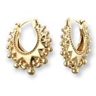 LARGE SIZE VICTORIAN 9CT GOLD SPIKED GYPSY CREOLE EARRINGS GOLD FILLED