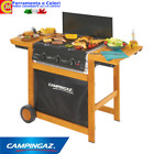 Barbecue in Legno a Gas Metano Gpl CAMPINGAZ 3 Bruciatori in Ghisa BBQ Con Ruote