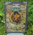 Tangka Tibet XIXe. Bouddha Peinture Sur Toile.