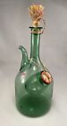 Vtg Green Italian Hand Blown Glass Wine Decanter With An Ice Chamber 15” High