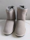 QVC BOnova  Sheepskin Side Zip Fastening Boots Mid Height Light Mink UK 6 EU 39