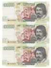 100000 LIRE CARAVAGGIO II° TIPO DECR 1994   LETTERA  A    N. PROGRESSIVI