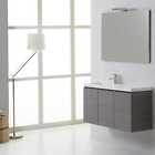 Kiamami Valentina Mobile bagno sospeso 90cm grigio, lavabo con vasca a sinistra,