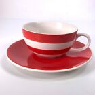 Whittard Cup & Saucer 6 x 10.5cm Cappuccino Coffee Tea Red White Striped Stripes