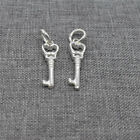 6 Sterling Silver Small Shiny Key Charms 925 Silver for Bracelet Necklace