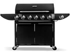 Deluxe 6+1 Gas Burner Grill BBQ Barbecue Side Burner Storage Garden Black