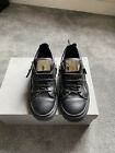 Giuseppe Zanotti Men’s Black Leather Trainers With Silver Zip