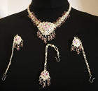 Indian Necklace Earring Set Purple Rhinestone Jewellery Bollywood Women Girls