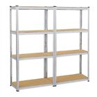 2 Scaffali a 4 Ripiani Metallo Zincato Scaffalatura Cucina Garage 80×40×160 cm