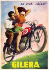 GILERA MOTO POSTER PUBBLICITÀ VINTAGE ANNI  50 dimensioni 70 x 50 cm