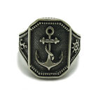 Sterling Silver Men Ring Solid 925 Anchor R001731 Empress Handmade