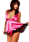 Sexy Babydoll in raso fuchsia e pizzo nero da Livco