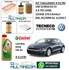 TAGLIANDO 4 FILTRI E OLIO CASTROL 5W30 VOLKSWAGEN SCIROCCO 2.0 TDI 125KW 170 CV