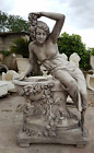 STATUA VENERE ALLA FONTE CON VASCA PER FONTANA DA GIARDINO IN CEMENTO H 140 CM