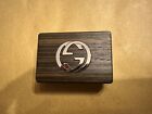 FIBBIA GUCCI LOGO RETTANGOLARE - DOPPIA G CLASSIC WOOD - COLORE ARGENTO - NUOVA