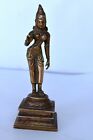 Bronzo Antico Scultura Indiano Divinità Parvati Statua Tamilnadu Sud " F