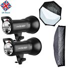 UK 800w 2x Godox SK400II 400W Studio Flash Strobe Light Head+35*160CM Softbox