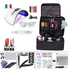 KIT RICOSTRUZIONE UNGHIE COMPLETO NAIL ART borsa gel lampada led UV 36w KIT 87pz