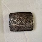 Vintage Navajo Sterling Silver Belt Buckle Old Pawn Stamp-work 2 Inch