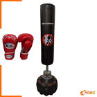 SACCO BOXE DA TERRA CON GUANTONI 12 OZ BASE RIEMPIBILE H 180 CM CON SUPPORTO