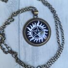 SUPERNATURAL pentagram/sun necklace - glass pendant gift merch FREE POSTAGE