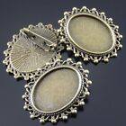 6pcs Antiqued Bronze Retro Alloy Pin Brooch Bezel Cabochon Base Setting 25x18 mm