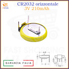 Batteria CR2032 pila a bottone al litio cr 2032 orizzontale 3V 210mah a saldare