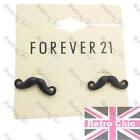 CUTE TEXTURED MOUSTACHE STUD EARRINGS black KITSCH emo RETRO FOREVER 21 studs