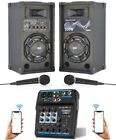 IMPIANTO AUDIO COMPLETO KARAOKE 200W: CASSE AMPLIFICATE + MIXER + 2 MICROFONI