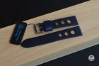 20 mm Cinturino artigianale cuoio blu Rally Racing Leather Strap Handmade Italy