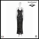 abito donna estivo griff alta moda couture elegante lungo paillettes strass nero