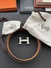 Authentic HERMES POROSUS CROCODILE 32mm Belt Strap, Size  100 with an H buckle.