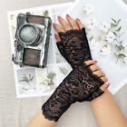 Lace Rose Design Short Wrist Gloves Ladies Wedding Bridal Half Finger Mittens