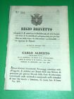 Decreto Regno Sardegna Torino Regio Brevetto Stabilimento Società Reale 1846