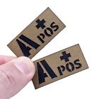 set of 2 mini APOS blood type coyote tan embroidered lasercut tactical patches