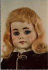 Bisque Doll Solid Crown Kid Body Glass Blue Eyes Mohair Wig Closed Mouth 15 Inch