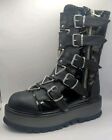 Demonia Slacker-160 Platform Boots Black Patent Vegan Leather Size UK8