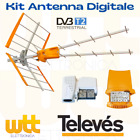 Kit Antenna Tv Esterna Digitale Terrestre UHF Amplificatore Da Palo 5G 2 Uscite