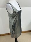 Atmosphere Silver Grey Sequin Shift Dress Size 8 Strappy Stretchy Scoop Neck