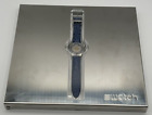 Swatch Tresor Magique SAZ101 Automatic Blue Silver Platinum Leather Mens Watch