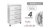 CASSETTIERA MODERNA 4 CASSETTI SETTIMINO BIANCO LEGNO SBIANCATO 50*40*H83