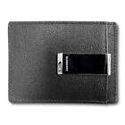 Burberry  Chase  Leather Card Holder With Money Clip Black