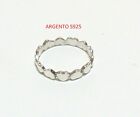 Anello donna ARGENTO S925 fascia fede CUORE fedina cuoricini corona di cuori