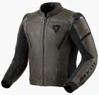 GIACCA MOTO REV IT REVIT PARALLAX PELLE LEATHER BLACK OLIVE NERO VINTAGE TG 54