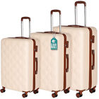 Set 3 Valigie Rigide Berlino con Ruote Easy Roll Trolley Bagaglio Viaggio Beige