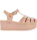 Jeffrey Campbell Sandals Candied Platform Jelly Nude Shiny PVC Buckle UK 7.5