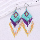 Rice Bead Earrings Hand Weaving Beaded Colour Retro Bohemia Tassel Earrings^