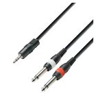 Adam Hall Cables K3YWPP0600 Cavo Jack stereo da 3,5 mm a 2 x Jack mono da 6,3 mm